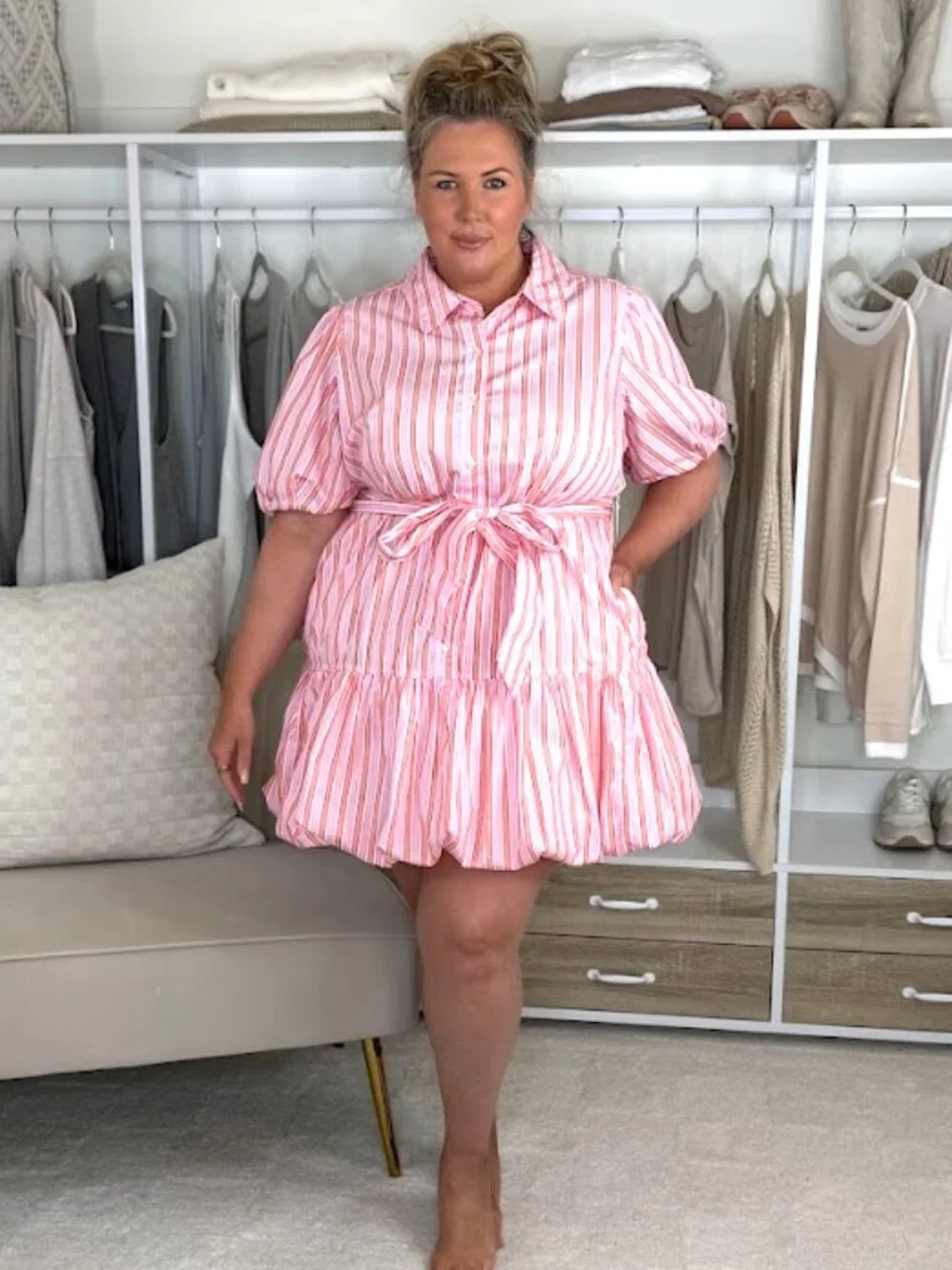 Free Assembly Puff Sleeve Mini Dress - Picture 1 of 3